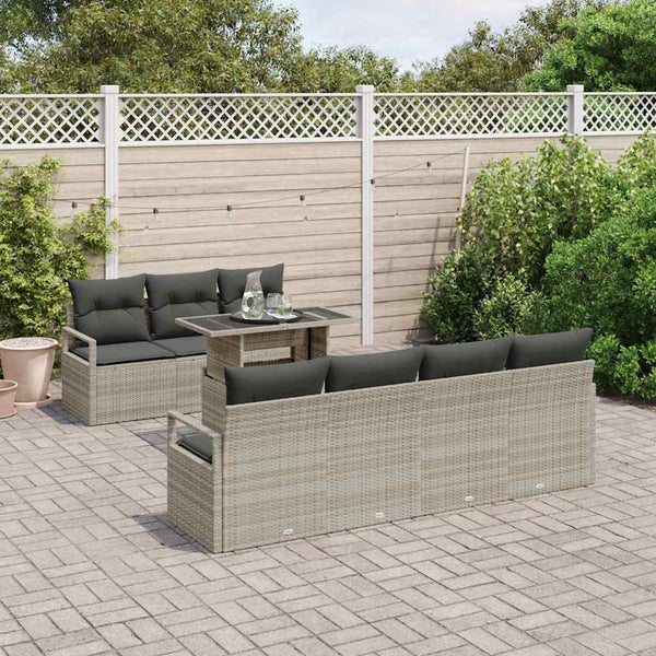 vidaXL Salon de jardin avec rangement 8 pcs Gris clair Résine tressée