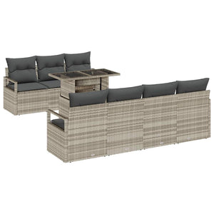 vidaXL Salon de jardin avec rangement 8 pcs Gris clair Résine tressée