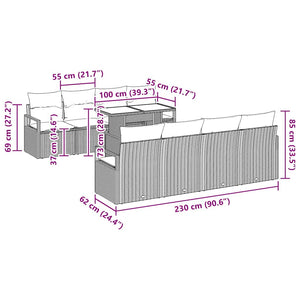 vidaXL Salon de jardin avec rangement 9 pcs Gris clair Résine tressée