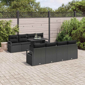 vidaXL Ensemble de canapés de jardin avec rangement 9 pcs Résine tressée noire