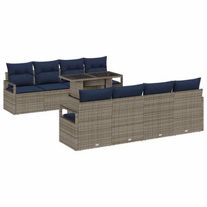 Garten Sofa Set 7-teilig Grau Marineblau