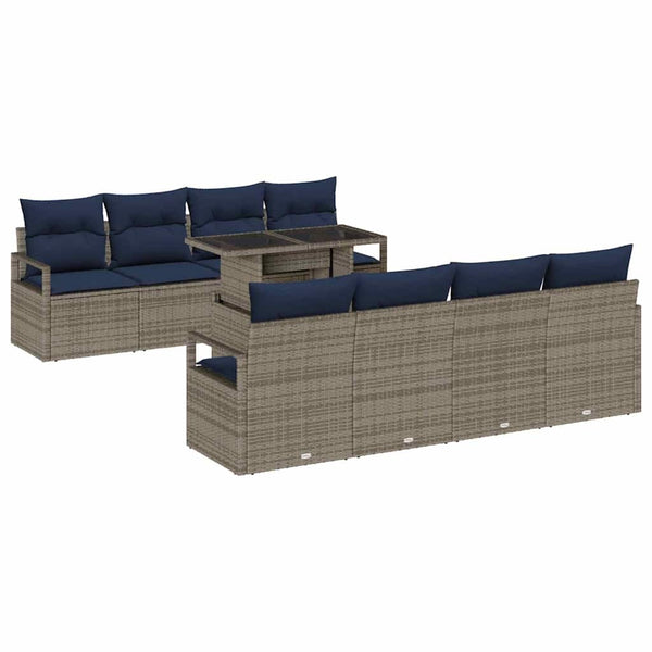Garten Sofa Set 7-teilig Grau Marineblau