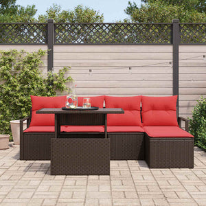 Gartensofa Set mit Stauraum Braun/Rot