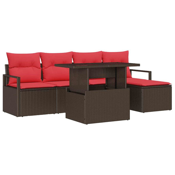 Gartensofa Set mit Stauraum Braun/Rot