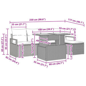 Gartensofa Set mit Stauraum Braun/Rot