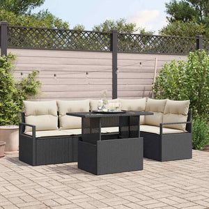 Gartensofa Set mit Stauraum Schwarz/Creme