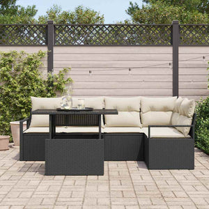 Gartensofa Set mit Stauraum Schwarz/Creme
