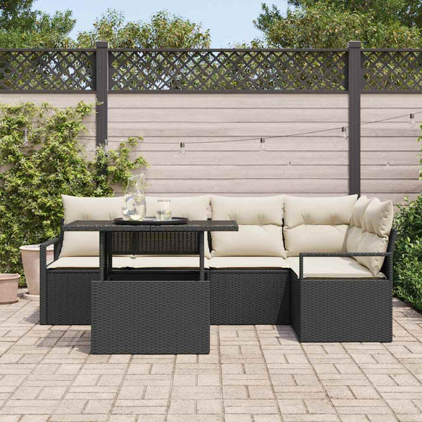 Gartensofa Set mit Stauraum Schwarz/Creme