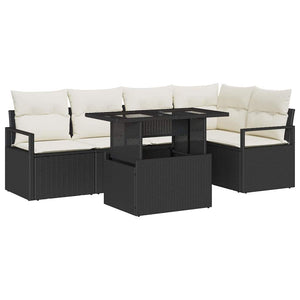 Gartensofa Set mit Stauraum Schwarz/Creme