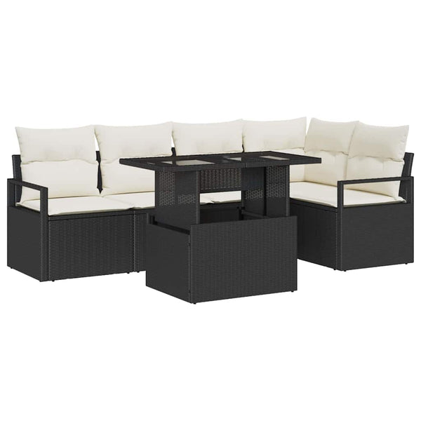 Gartensofa Set mit Stauraum Schwarz/Creme