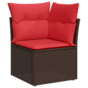 Garten Sofa Set Braun Rot Poly-Rattan 6tlg.