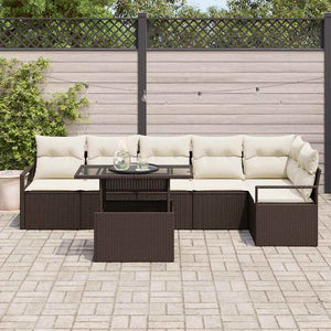 vidaXL Salon de jardin avec coussins 7 pcs Résine tressée Marron