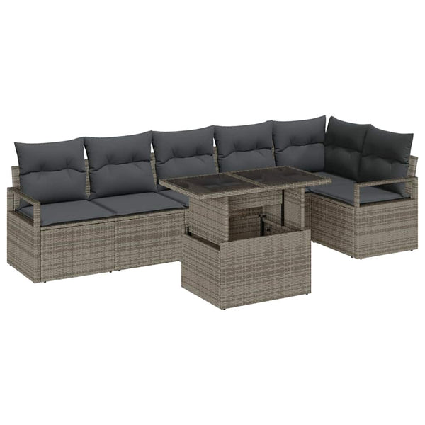 vidaXL Salon de jardin avec coussins 7 pcs Gris résine tressée