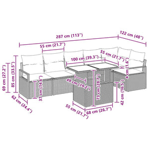 vidaXL Salon de jardin avec coussins 7 pcs Gris résine tressée