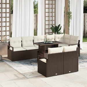 Garten Sofa Set Braun Creme 9-teilig