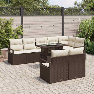 Garten Sofa Set Braun Creme 9-teilig