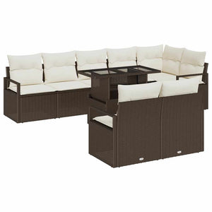 Garten Sofa Set Braun Creme 9-teilig