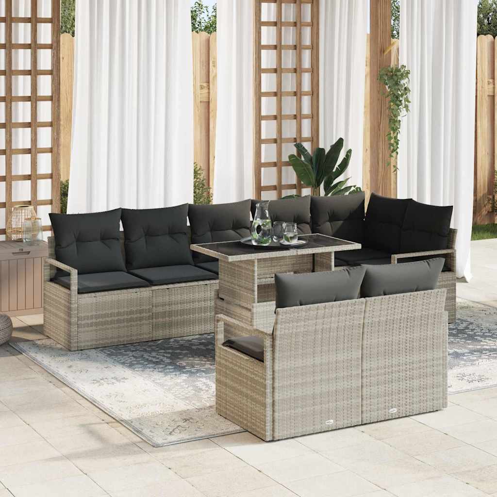 vidaXL Salon de jardin avec coussins 9 pcs Gris clair Résine tressée
