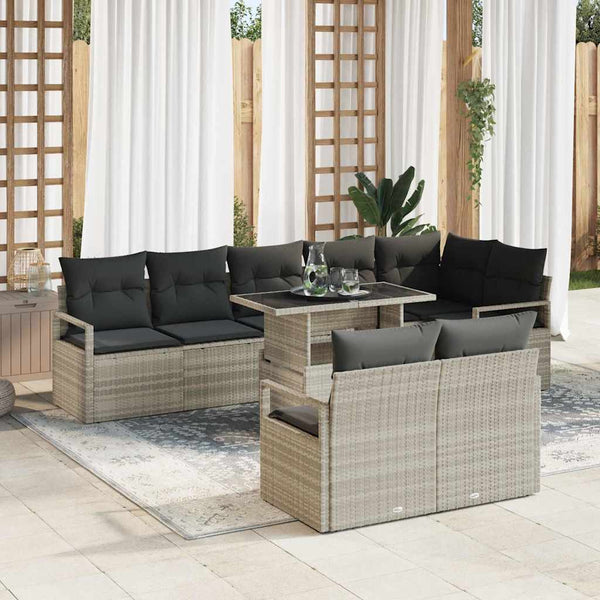 vidaXL Salon de jardin avec coussins 9 pcs Gris clair Résine tressée