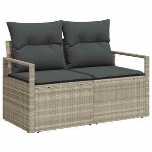 vidaXL Salon de jardin avec coussins 9 pcs Gris clair Résine tressée