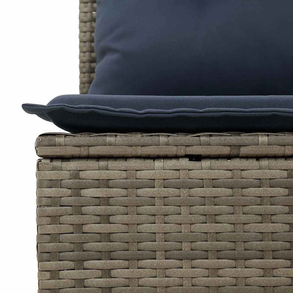 Gartenmöbel Set Grau Marineblau Poly Rattan 9-teilig