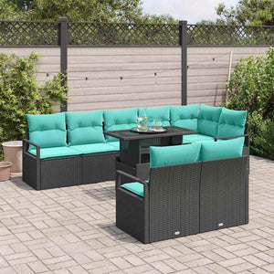 Gartensofa Set mit Stauraum, 9-teilig, Schwarz/Blau