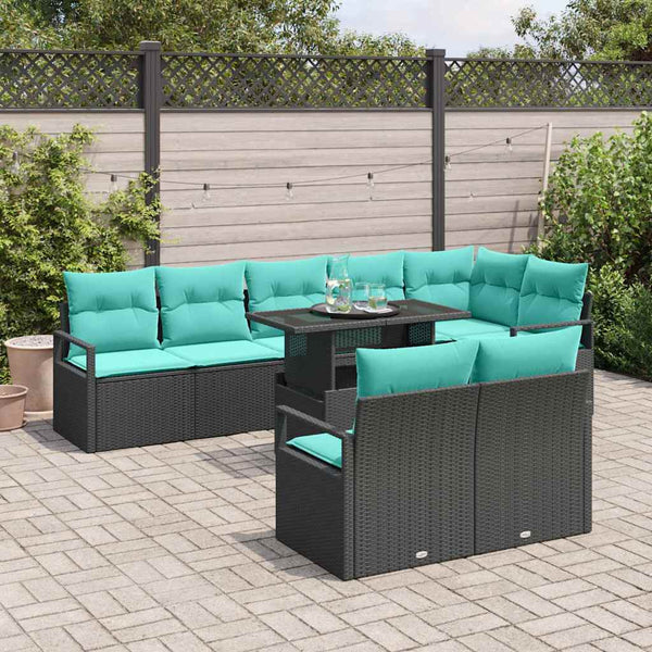 Gartensofa Set mit Stauraum, 9-teilig, Schwarz/Blau