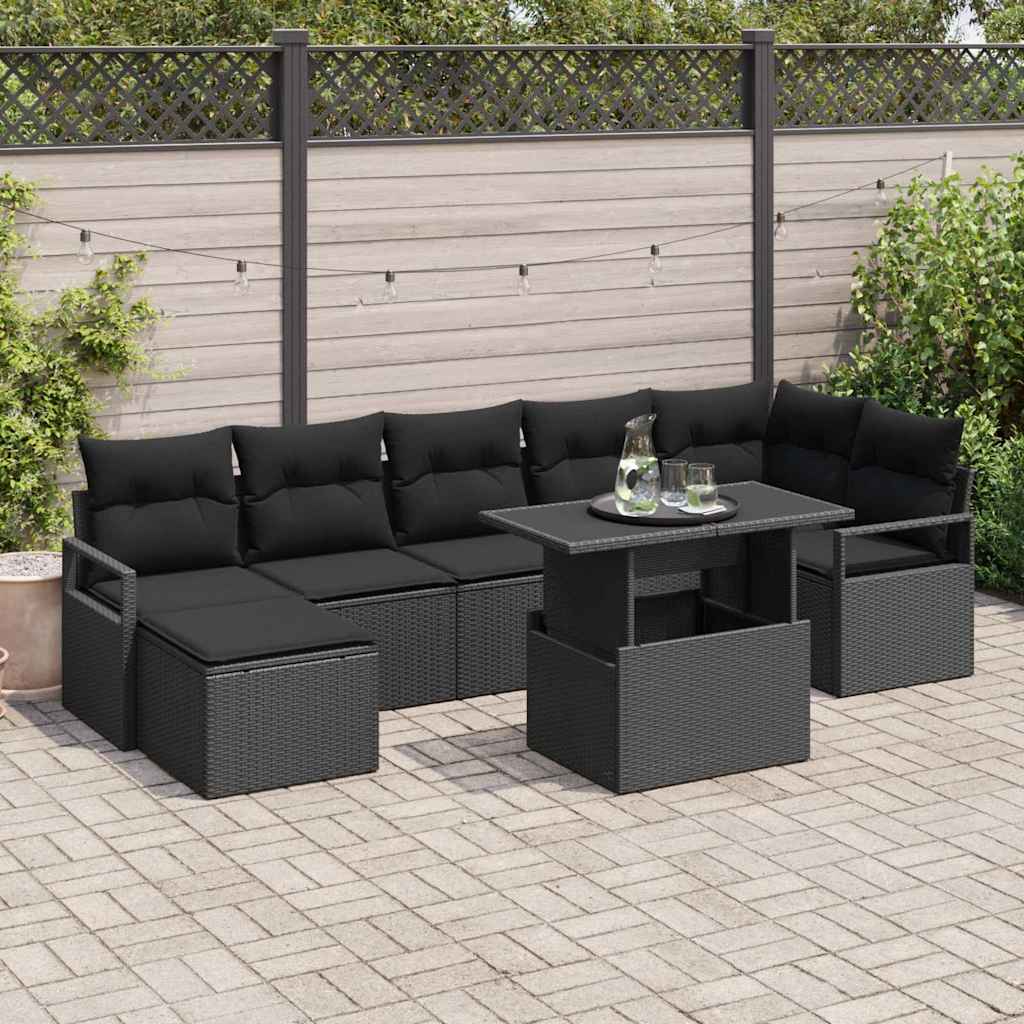 Schwarzes Gartensofa-Set mit Stauraum