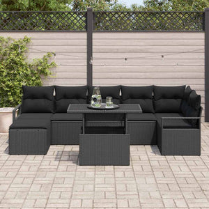 Schwarzes Gartensofa-Set mit Stauraum