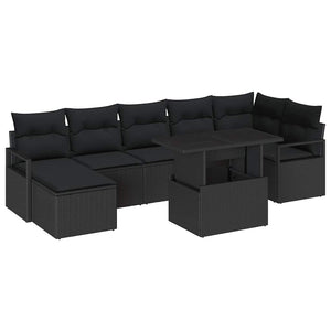 Schwarzes Gartensofa-Set mit Stauraum