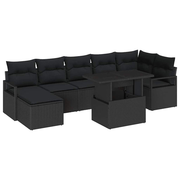 Schwarzes Gartensofa-Set mit Stauraum