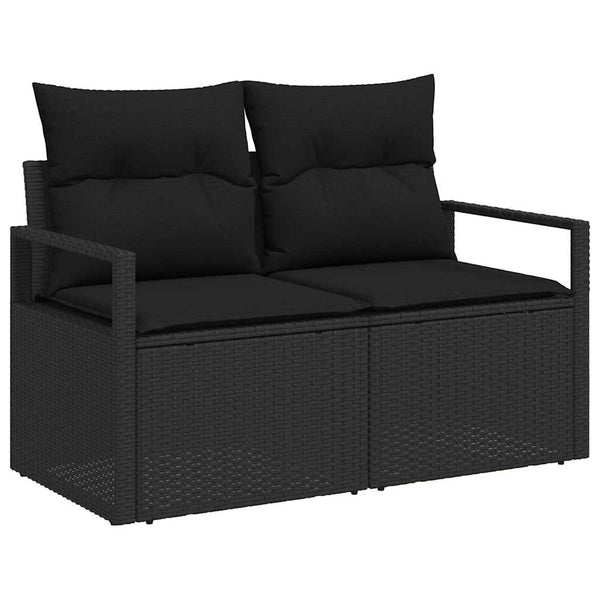 Schwarzes Gartensofa-Set mit Stauraum
