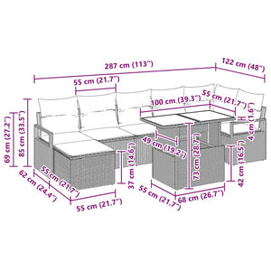 Schwarzes Gartensofa-Set mit Stauraum