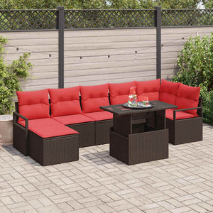 Poly Rattan Garten Sofa Set Braun/Rot