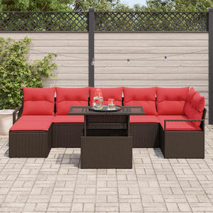 Poly Rattan Garten Sofa Set Braun/Rot