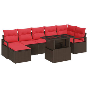 Poly Rattan Garten Sofa Set Braun/Rot