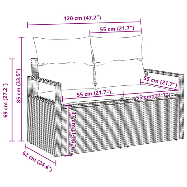 Poly Rattan Garten-Sofa-Set Schwarz/Blau