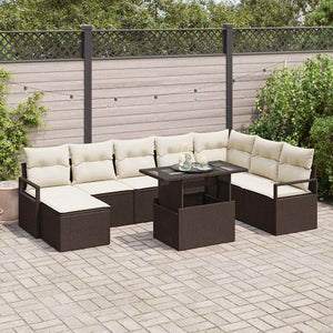 Garten Sofa Set Braun Creme 9-teilig