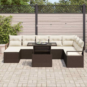 Garten Sofa Set Braun Creme 9-teilig