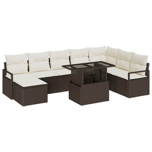 Garten Sofa Set Braun Creme 9-teilig