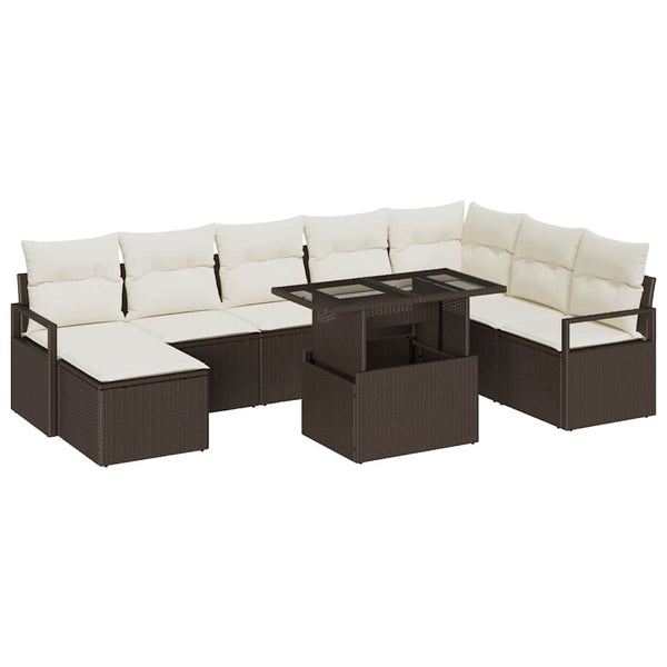 Garten Sofa Set Braun Creme 9-teilig