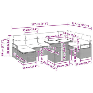 Garten Sofa Set Braun Creme 9-teilig