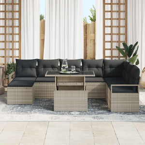Garten Sofa Set Hellgrau 9-teilig