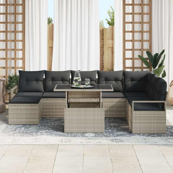 Garten Sofa Set Hellgrau 9-teilig