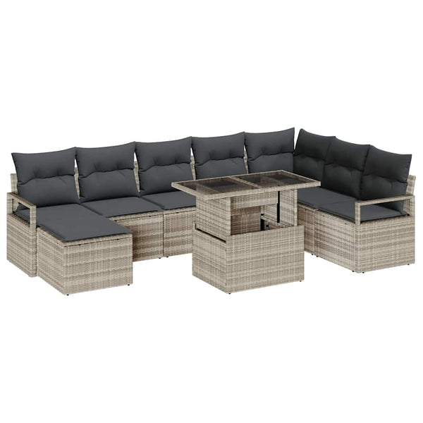 Garten Sofa Set Hellgrau 9-teilig