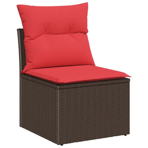 Poly Rattan Gartensofa Set Braun Rot 9-teilig