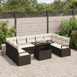 Garten Sofa Set Braun Creme Poly Rattan