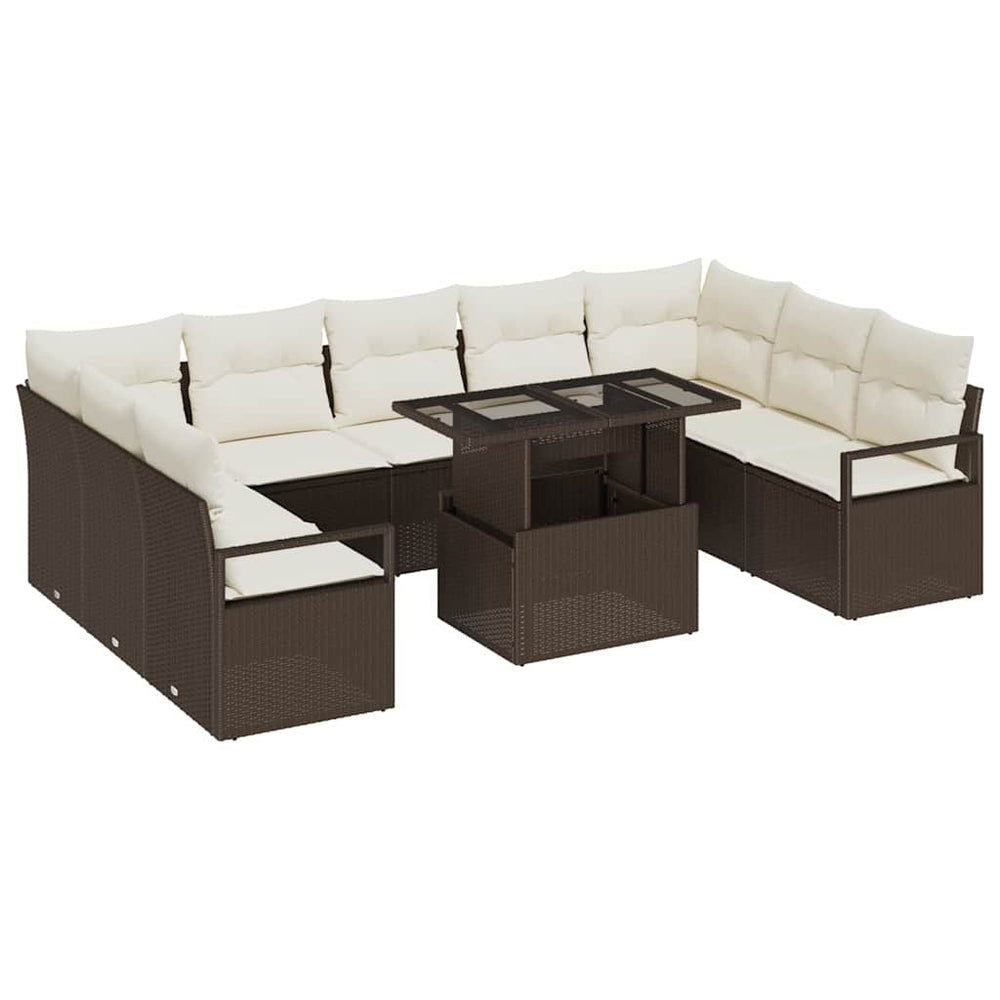 Garten Sofa Set Braun Creme Poly Rattan
