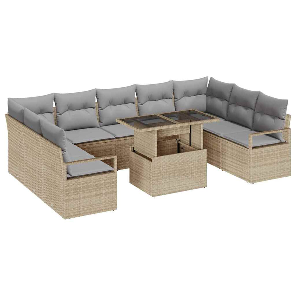 vidaXL Salon de jardin 10 pcs Beige et gris clair Résine tressée
