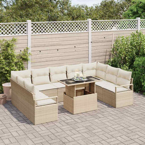 vidaXL Ensemble de canapés de jardin avec coussins 10 pcs Beige et Crème Rotin synthétique